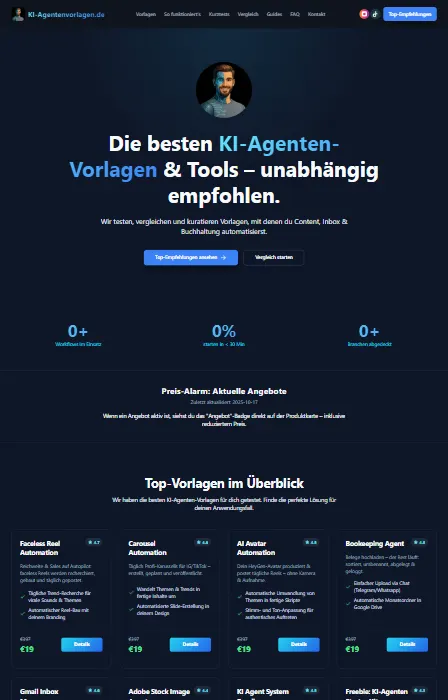 Startseite von KI-AgentenVorlagen